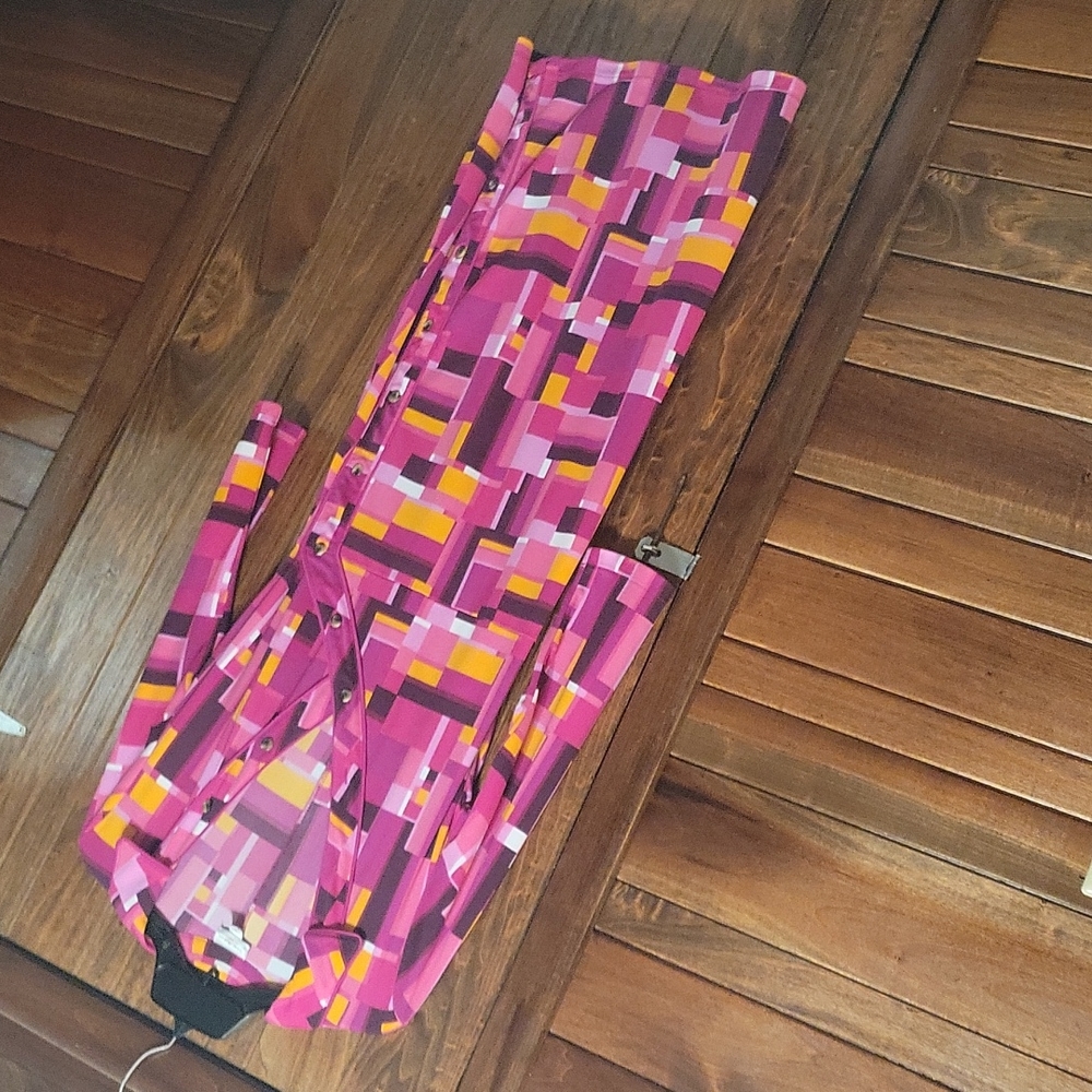 Isaac mizrahi for target purple and orange geometric wrap dress